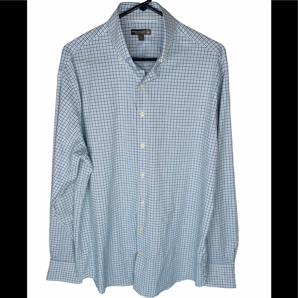PETER MILLAR Men’s Large Long Sleeve Shirt Plaid